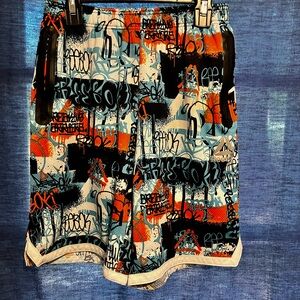 Reebok Multicolor Graffiti Athletic Shorts zippered pockets size 18